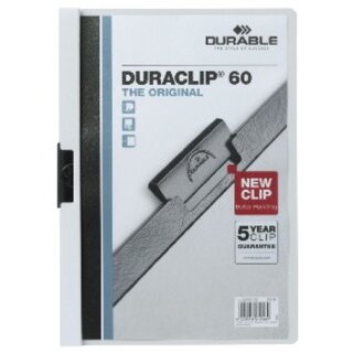 Klemmmappe Durable Duraclip 2209, A4, Fassungsvermgen: 60 Blatt, wei