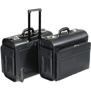 Pilotenkoffer SAN REMO, mit Laptopfach, Kst.leder, 45,5x26,5x39cm, sw