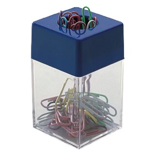 Büroklammernspender, mit 40 Büroklammern, transparent/blau