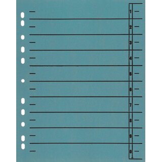 Trennblatt, Kraftkarton (RC), 1-10, Eurolochung, A4, blau