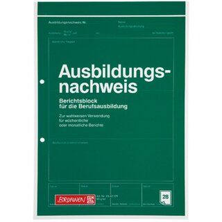 Ausbildungsnachweis, Block, 2fach Lochung, A4, 10 x 28 Blatt
