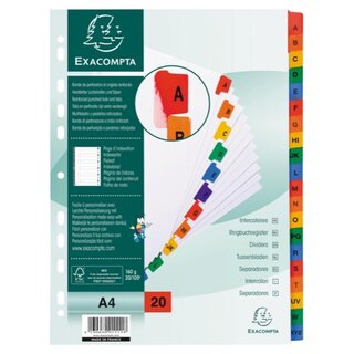 Register Exacompta 1111E, A-Z, A4 aus Karton, weiß