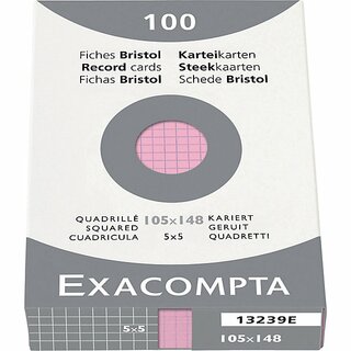 Karteikarten Exacompta A6 kariert, rosa 100 Stck