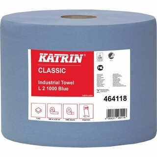 Putztuchrolle Katrin 464118 L2, 2-lagig, 360m lang, blau, 2 Stck