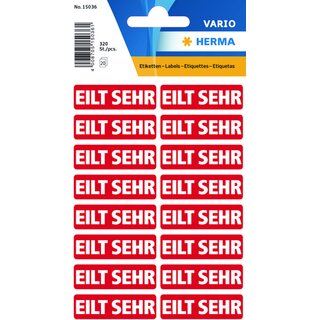 Etikett, 5x320St., eilt sehr, sk, 40 x 12 mm, rot, Druckf.: wei