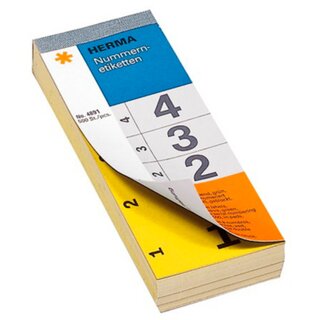 Nummernetikett, 1 - 500, im Block, sk, Papier, 56 x 28 mm, gelb