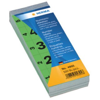 Nummernetikett, 1 - 500, im Block, sk, Papier, 56 x 28 mm, grn