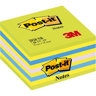 Haftnotiz-Wrfel 3M Post-it 2028NB, 76x76mm, sortiert, 12 Stck