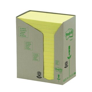 Haftnotizen Post-it Recycling 655-1T, 127 x 76 mm, 16 Blcke  100 Blatt, gelb