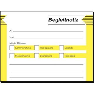 Haftformular, Begleitnotiz, 100 x 75 mm, wei, Druckf.: gelb/schwarz