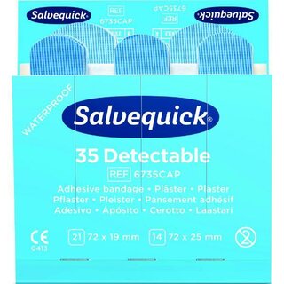 Pflasterstrips Salvequick 6735, detectable, Mae: 72x19 und 72x25mm, 35 Stck