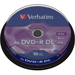 DVD-R Verbatim 43666, 8,5GB, DL, Schreibgeschwindigkeit: 8x, Spindel, 20 x 10 St