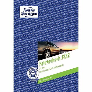 Fahrtenbuch Avery Zweckform 1222, A5, steuerlicher km-Nachweis, we, 32Bl/10St