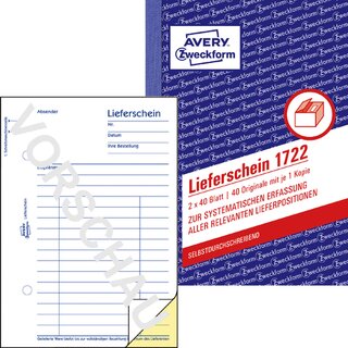 Lieferschein, Kart., A6h, 2f., sd, 1./2.Bl.bedr., 2x40Bl.