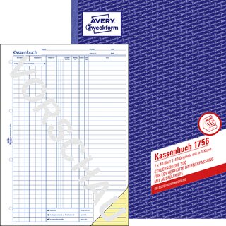 Kassenbuch, A4h, 2f., sd, 1./2.Bl.bedr., Einband: blau, 2 x 40 Blatt