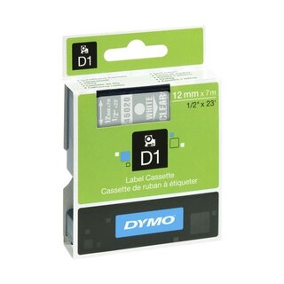 Schriftband Dymo D1 45020, Breite: 12mm, wei auf transparent