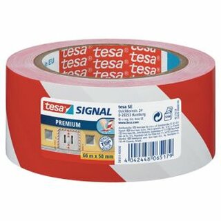 Klebeband Tesa 58131, Signalband, PVC, 50mm x 66m, rot/wei