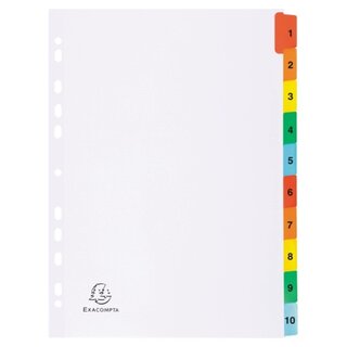 Register Exacompta 1110E, 1-10, A4 aus Karton, weiß