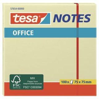 Haftnotizen Tesa 57654 Office Notes, 75x75mm, 100 Blatt, gelb