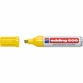 edding Permanentmarker 500 4-500005, nachfllbar, Keilspitze, 2 - 7 mm, gelb