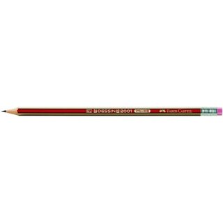 Bleistift Faber-Castell 112100 2001, HB, rot-gold lack. Schaft, mit Radiergummi