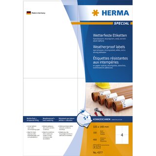 Etiketten Herma 4377, 105 x 148 mm, wei, 400 Stck