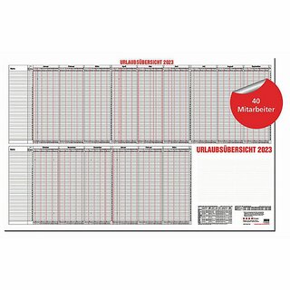 G�ss Urlaubsplaner 12-30, 98,5 x 60 cm, f�r 40 Mitarbeiter, 2027