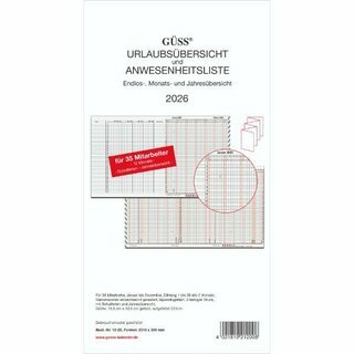 Güss Urlaubsplaner 12-22, 230 x 30cm, für 35 MA,...