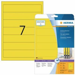 Ordner-Etiketten Herma 5091, kurz / schmal, gelb, 140 Stck