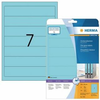 Ordner-Etiketten Herma 5093, kurz / schmal, blau, 140 Stck