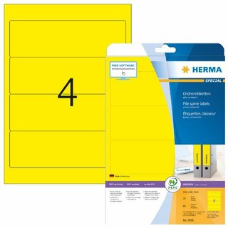 Ordner-Etiketten Herma 5096, kurz / breit, gelb, 80 Stück