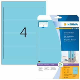 Ordner-Etiketten Herma 5098, kurz / breit, blau, 80 Stück