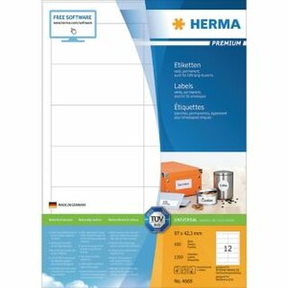 Etiketten Herma 4669 PREMIUM, 97 x 42,3mm (LxB), wei, 1200 Stck