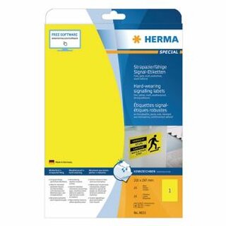 Folien-Etiketten Herma 8033 Signalschilder, 297 x 210mm (LxB), gelb, 25 Stck