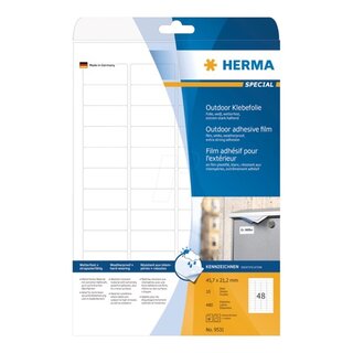 Outdoor-Folienetiketten Herma 9531, 45,7 x 21,2mm (LxB), wei, 10 Stck