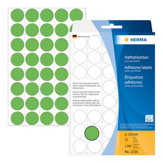 Markierungspunkte Herma 2255, D 19mm, grn, 1280 Stck