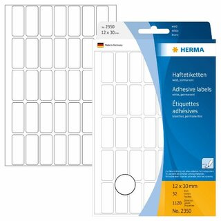 Universal-Etiketten Herma 2350, 12 x 30mm (LxB), wei, 1120 Stck