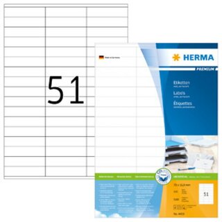 Etiketten Herma 4459 PREMIUM, 70 x 16,9mm (LxB), weiß,...