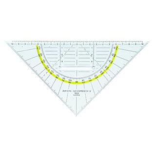 Aristo Geodreieck 1555/2, Hypotenusenlnge: 225 mm, mit Griff, transparent