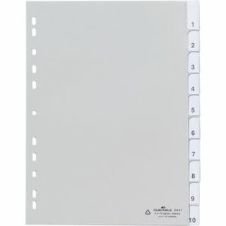 Durable Register PP Fenstertab blanko grau A4 10tlg. volle H.