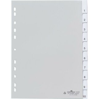 Durable Register PP Fenstertab blanko grau A4 10tlg. volle H.