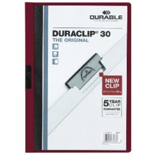 Klemmmappe Durable Duraclip 2200, A4, Fassungsvermgen: 30 Blatt, aubergine