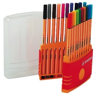 Fineliner Stabilo point 88, Strichstrke: 0,4mm, farbig sortiert 20er-Etui