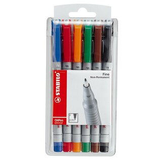 OHP-Stift Stabilo 852 F, wasserlslich, Strichstrke: 0,7mm, 6er Etui