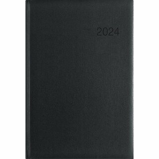 Zettler Buchkalender 766 Wochenbuch, 1W/2S, Hardcover, A5, schwarz, 2026