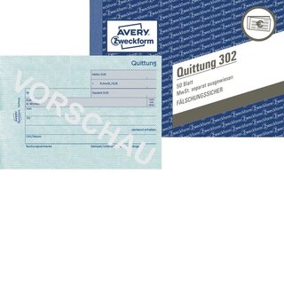 Quittungsformular Avery Zweckform 302, MwSt.-Nachweis, A6 quer, 50Bl