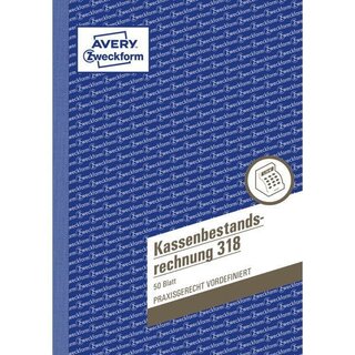 Kassenbestandsrechnung Avery Zweckform 318, vorgelocht, A5, wei, 50 Blatt