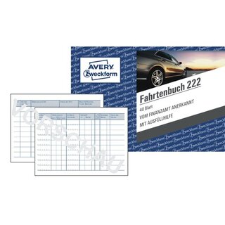 Fahrtenbuch Avery Zweckform 222, steuerlicher km-Nachweis, A6 quer, wei, 40 Bl