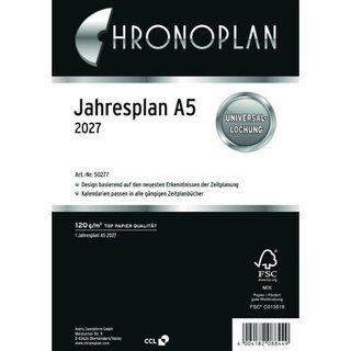 Chronoplan Jahresplaner 50276 Midi, 12M/2S, A5, Jahresset, 2027