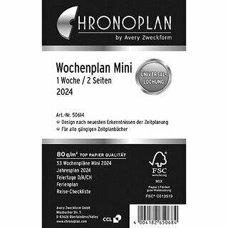 Chronoplan Jahresplaner 50616 Mini, 1W/2S, A6, Jahresset, 2027